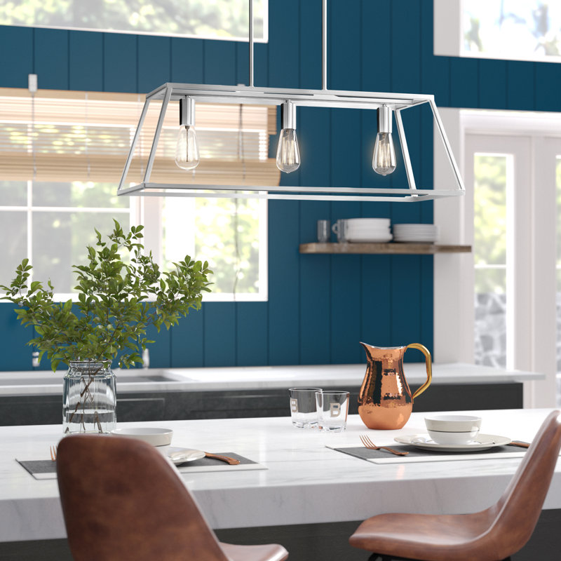 3 - Light Kitchen Island Pendant, Nickel