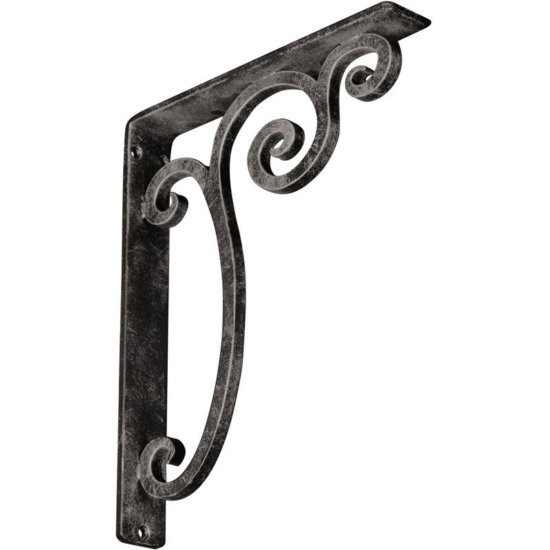 Support en fer forgé Avery, H 12 po x l 1,5 po x P 10 po, Argenté antique chaleureux