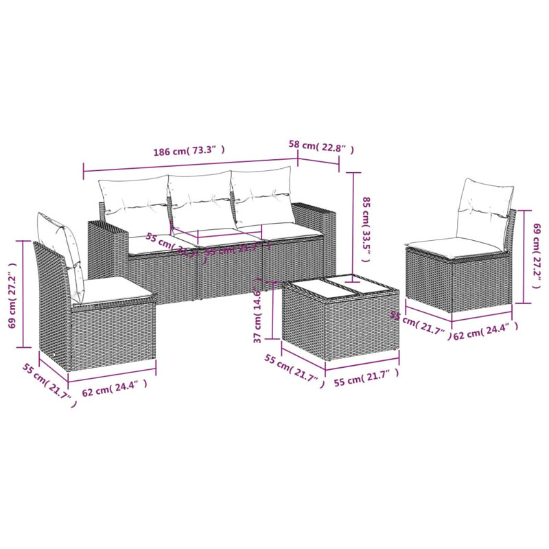Ensemble de canapé de jardin Vidaxl