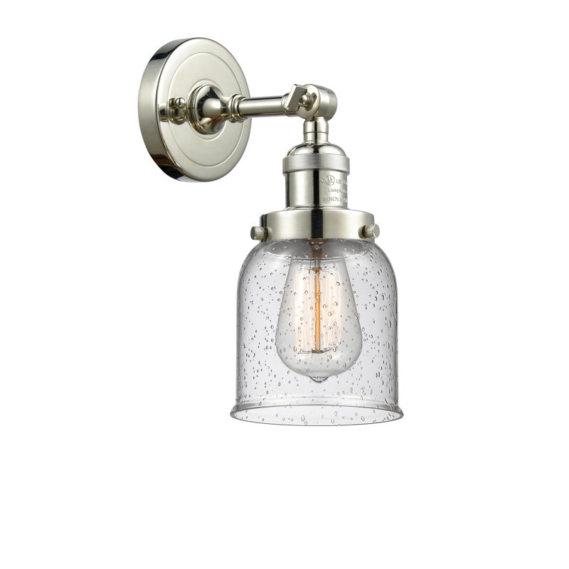 Applique murale 1 lumière 8 po Bell, Ampoule à DEL rétro de 6 watts, Grainé, Nickel poli