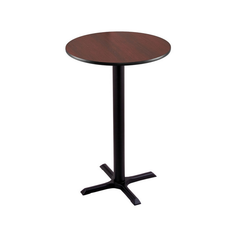 Contemporary 24" Round Black Laminate Dining Table with Metal Base