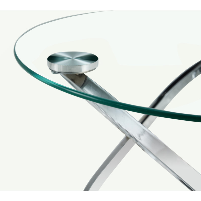 Table basse ronde en verre., Argent argent