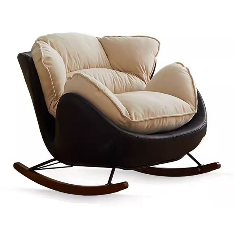 Chaise berçante simple rétro, Noir/Blanc cassé