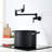 Kitchen Faucet - Brass Pot Filler, Wall Mount Commercial, Black With Stretchable Double Joint Arms Commercial Filler Mounted, Black, 360 Rotatable Swing