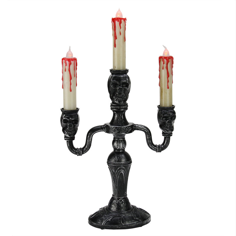 Candélabre d'Halloween 13,75 po à 3 niveaux avec lumière scintillante à 3 niveaux