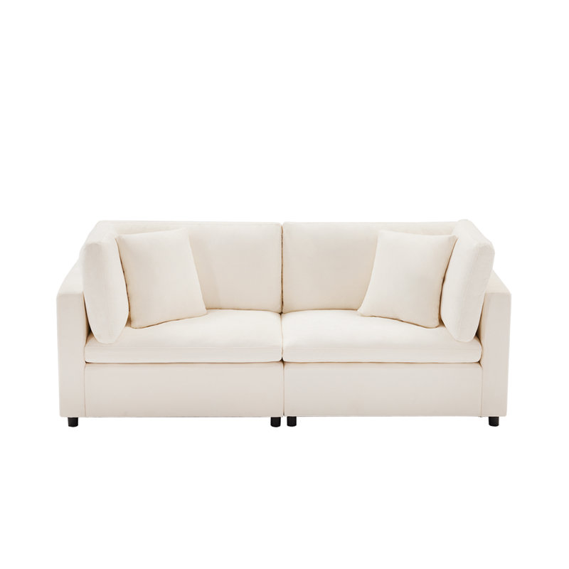 82.7” W Oversized Down-Filled 2-Seater Modular Sofa, Beige