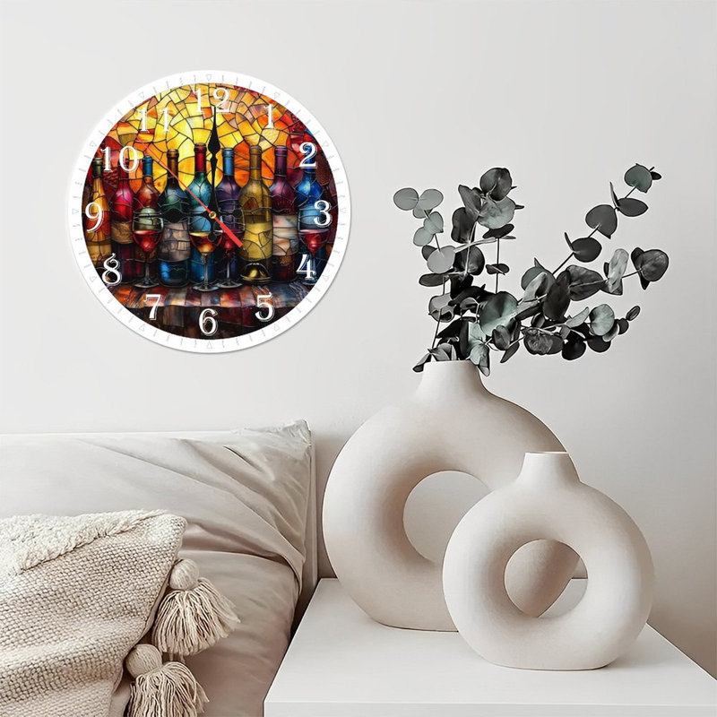 Horloge murale en bois 10 po, mouvement silencieux, à piles (piles AA non incluses), décor artistique, parfait pour les décorations