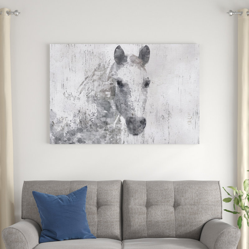 " Dapple Horse I " by Irena Orlov Mixed Media Painting, 32" H x 48" W x 1.25" D