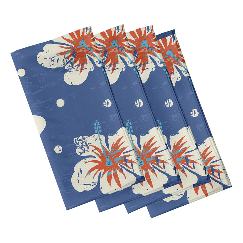 Caire Polyester Floral Square Napkin, 18" W x 18" L, Blue