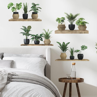 Plante verte autocollants muraux 3D Bonsai Tropical Betterfly autocollant créatif vinyle autocollant amovible pour décoration de salon chambre bureau à domicile (plante verte 4)