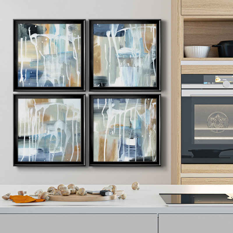 «Weather I», ensemble de 4 peintures sur toile encadrées, Noir, H 30,5 po x l 122 po x P 1,5 po