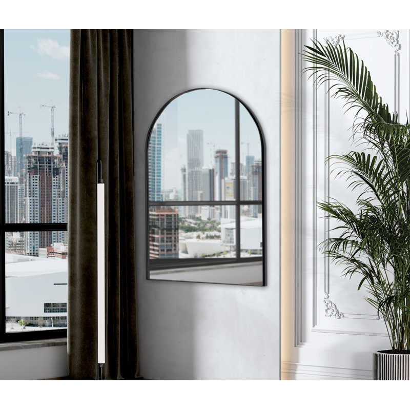 Eliase Metal Arched Accent Mirror, 46" x 32", Black