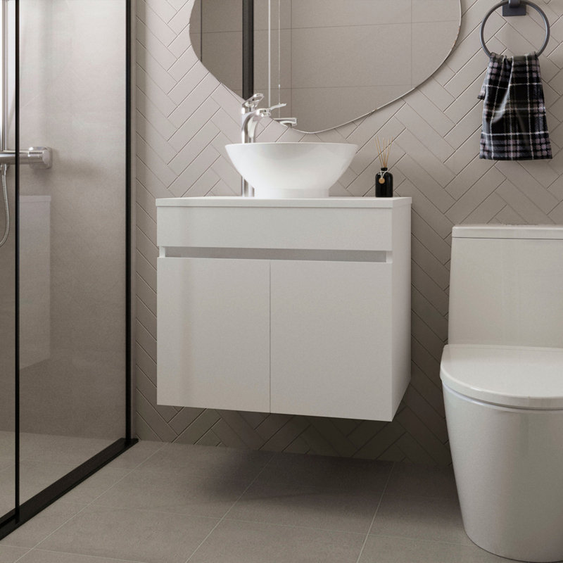 Meuble-lavabo blanc avec 2 portes, Blanc