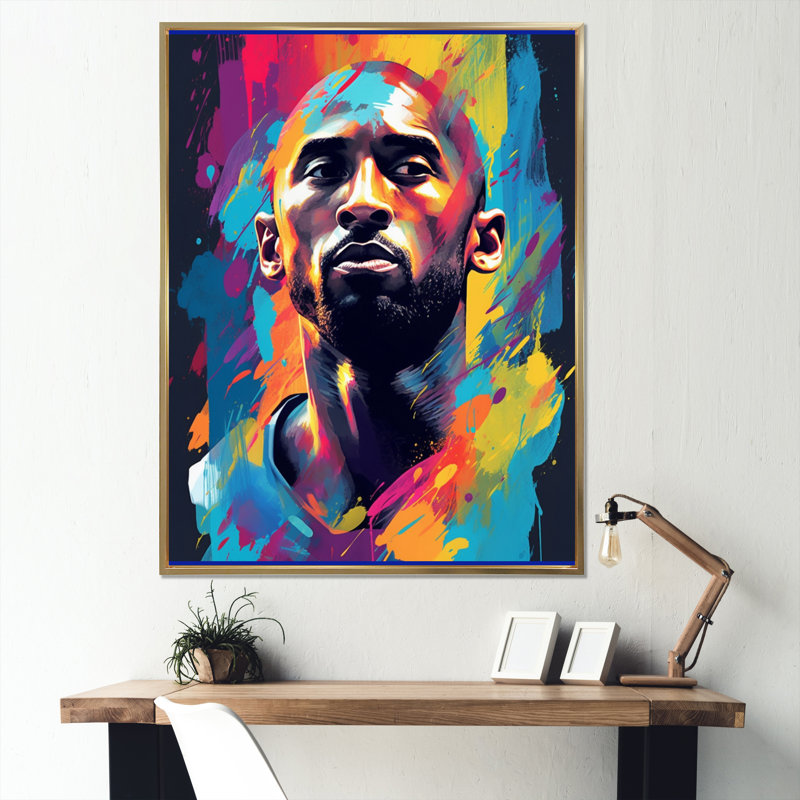 «Kobe Memory II», reproduction sur toile, Cadre flottant doré, H 32 po x l 16 po x P 1 po