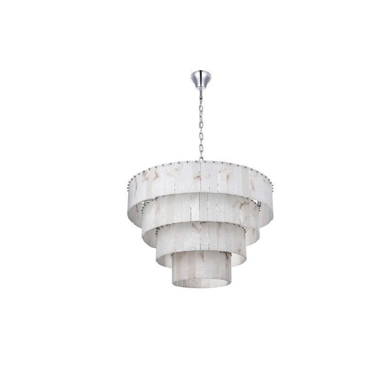 Lustre en albâtre 40 pouces Intisar, Chrome chrome