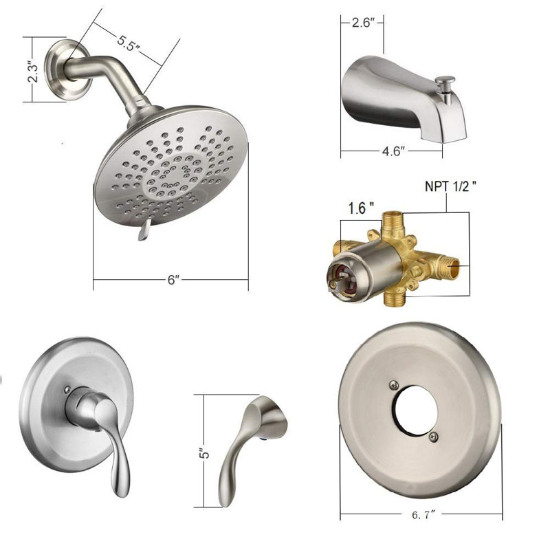 All-In-One Kit with Rough in-Valve, Brushed Nickel