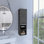 Armoire de salle de bain avec deux tablettes intérieures, deux tablettes extérieures et une porte