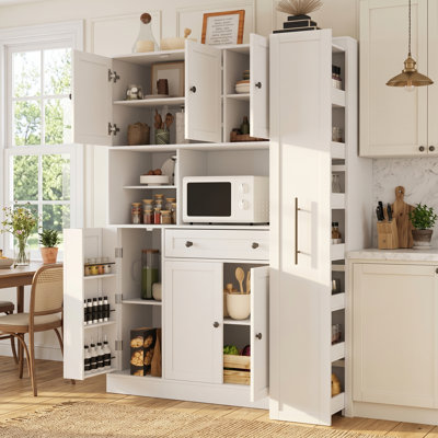 Zorindale Traditional Freestanding Kitchen Pantry Storage Cabinet with Pull-Out Side Cabinet and Door Shelves