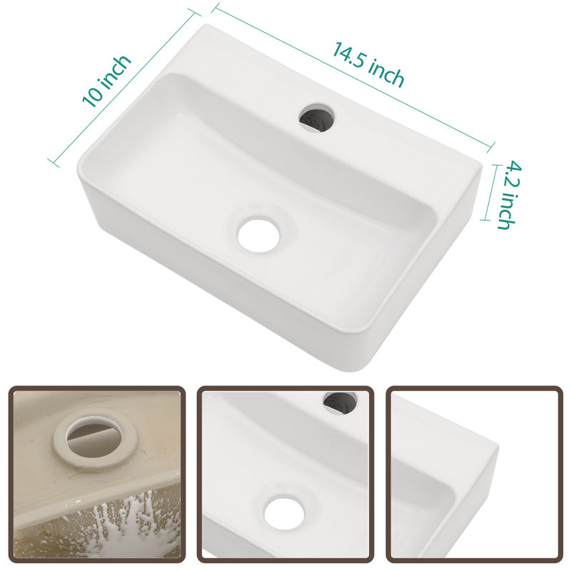 MONSFEST 10 " Ceramic Rectangular Bathroom Sink