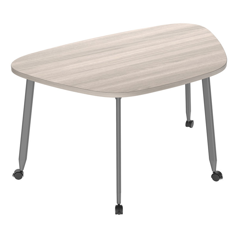 Table mobile trapézoïdale arrondie - travail d'équipe interactif et polyvalent, Brun