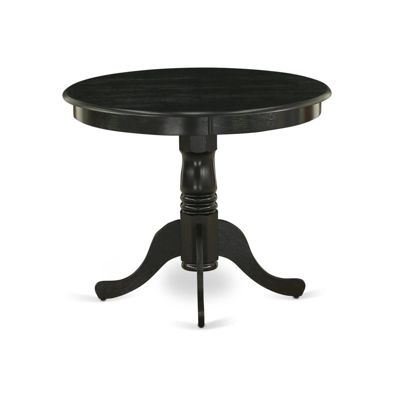 Table de salle à manger antique - un plateau de table de cuisine rond avec base piédestal, Noir brossé