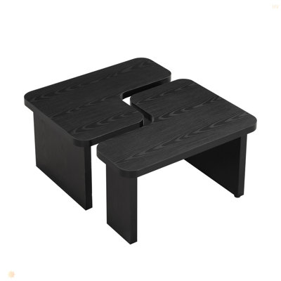 Rectangle Wood Detachable Coffee Table, Single L Shape Farmhouse Coffee Table For Dining Room, Garden