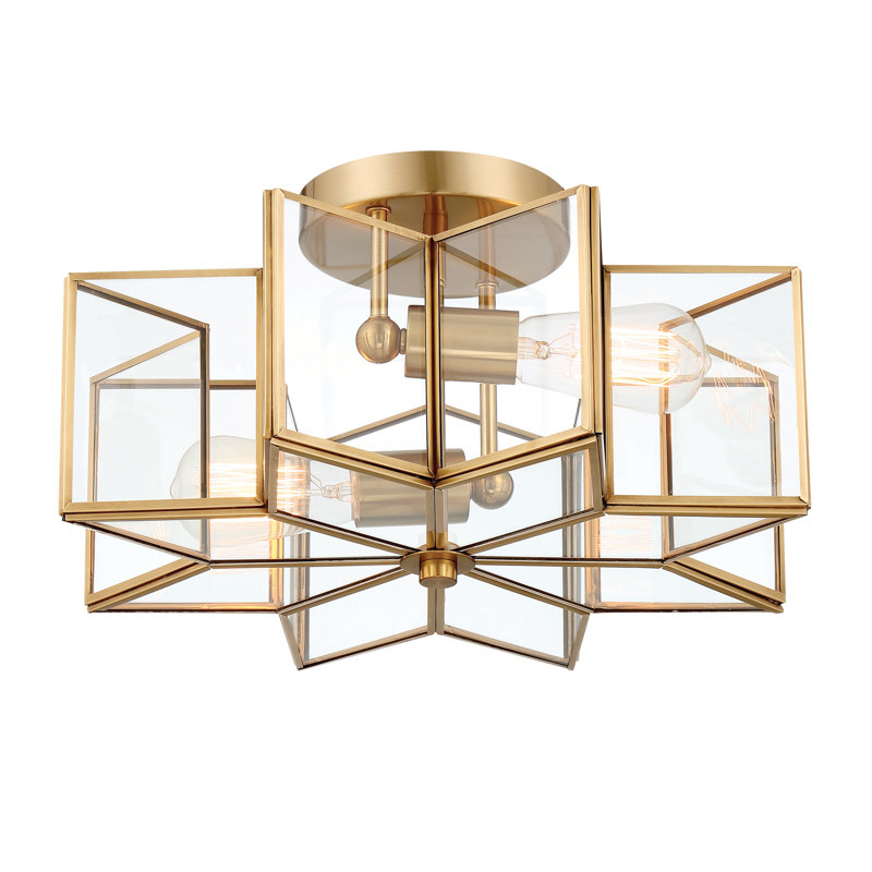 Angala 2 - Light 41cm Unique/Statement Star Semi Flush Mount Light, Brass Dust