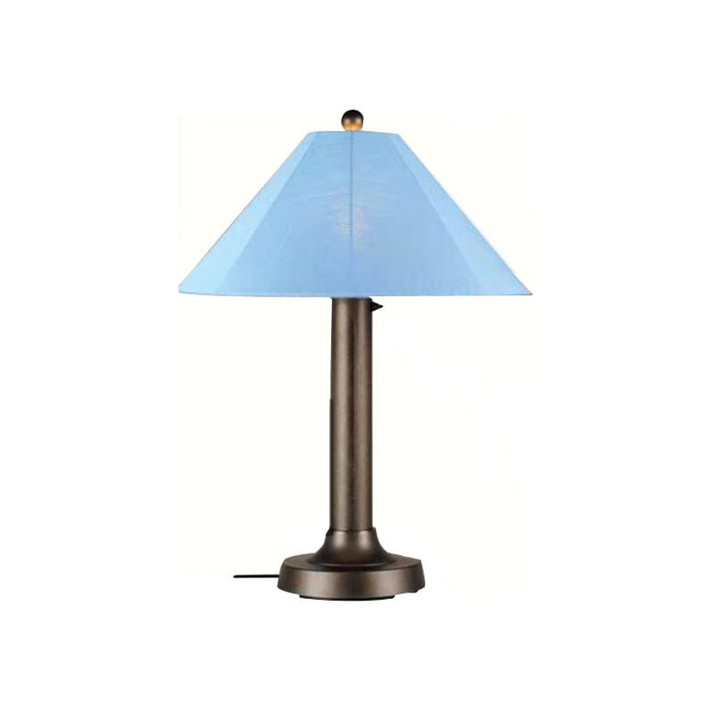 Delapena 36'' Plug-in Outdoor Table Lamp, Bronze, Canvas Linen