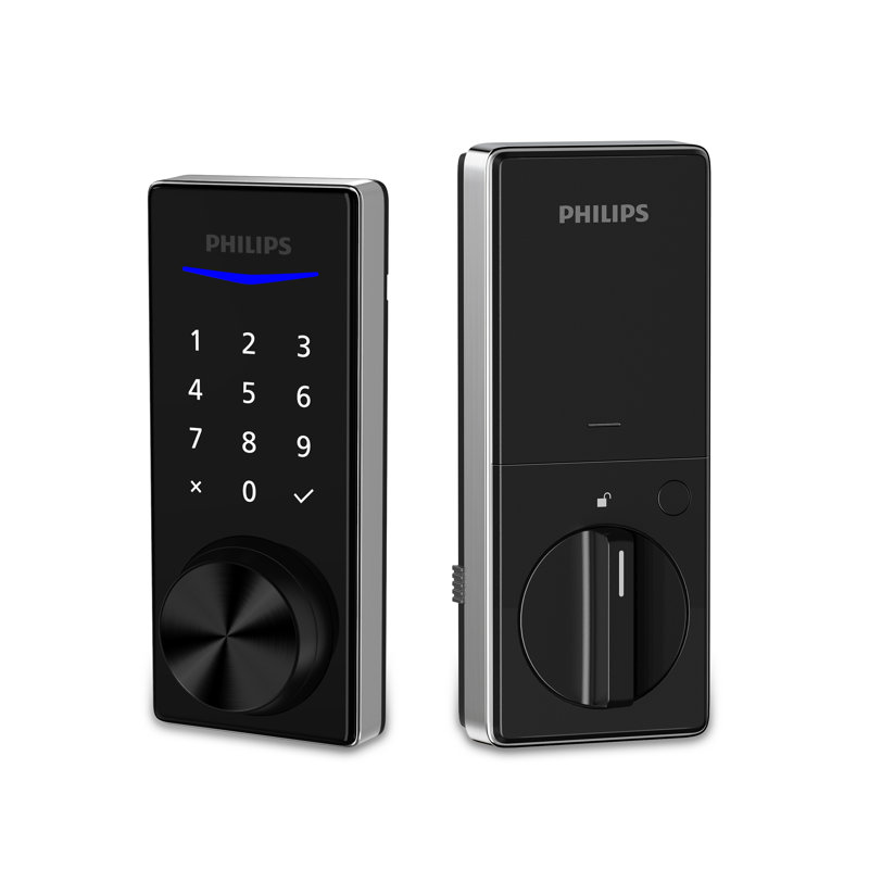 Pêne dormant électronique à poignée tactile Philips, Nickel satiné
