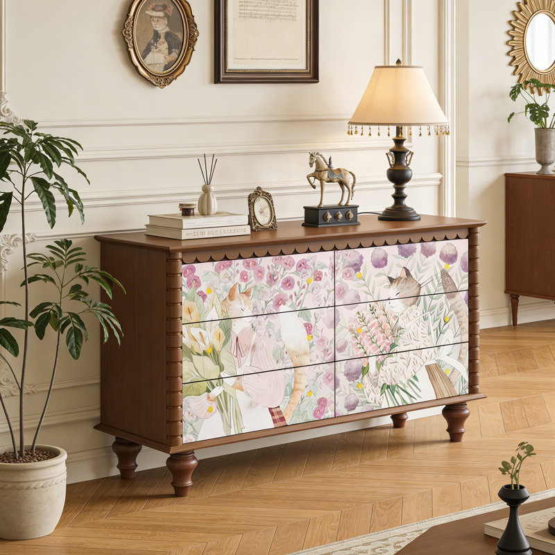 Commode d'entrée Mid-Century en bois massif, Brun