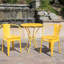 Mobilier de jardin bistro en fer jaune - 3 pièces en métal KD résistant
