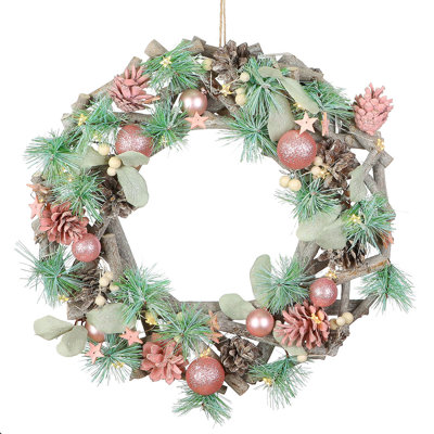 Handcrafted Preserved Lighted 38cm Wreath