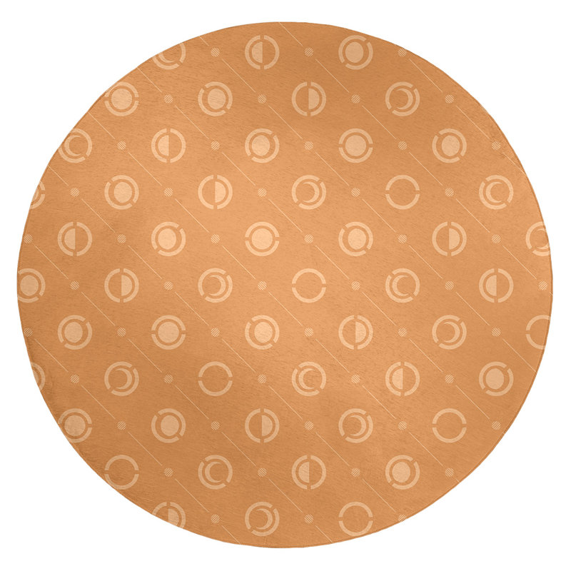 Tapis jaune en phases de lune monochrome, Rond 5 pi
