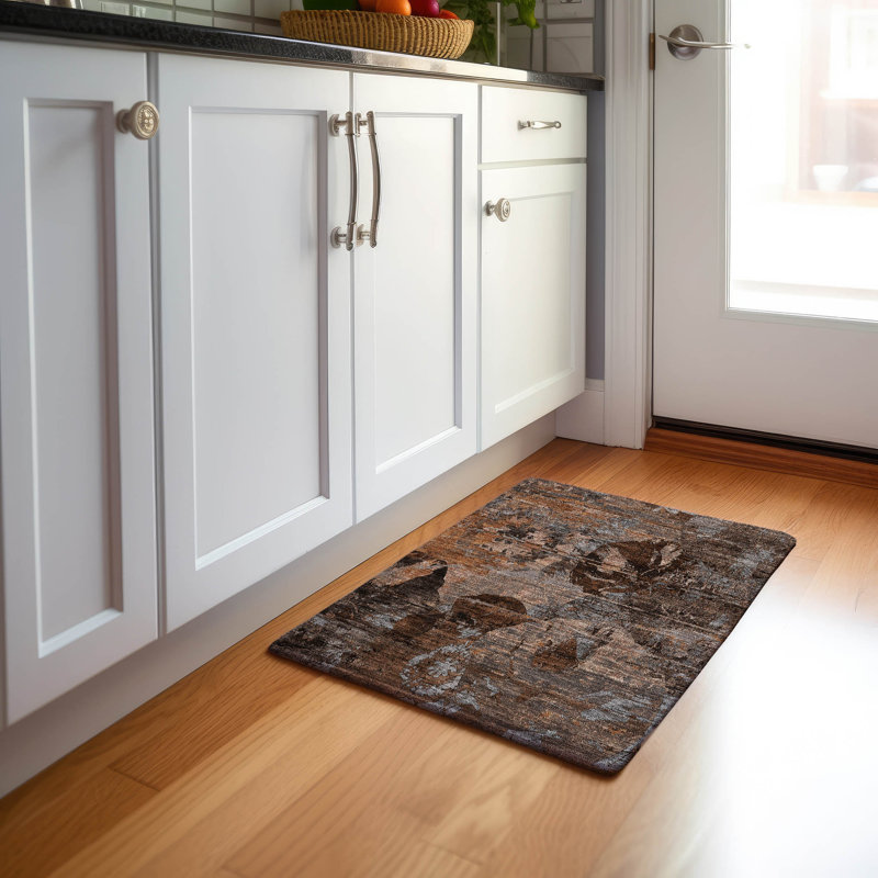 Premium Machine Washable Cerrito AMF555 Terracotta Rug, Rectangle 1'8" x 2'6"