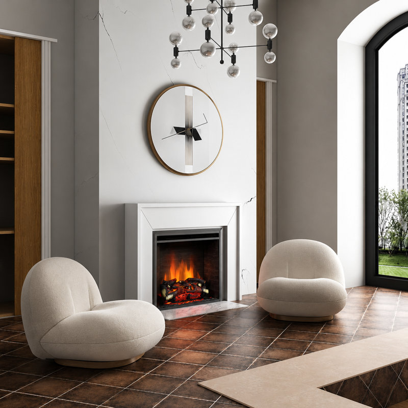 FLAMME Wembury Electric Fireplace, Crackling Sound Effects 2kW Heater, Remote, Suitable for Media Wall or Mantel Surround