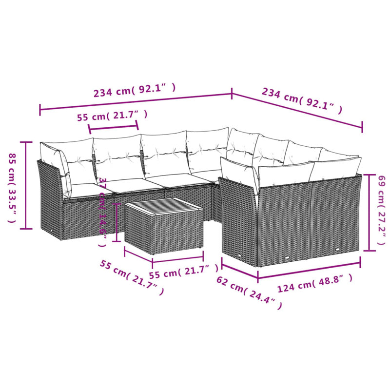 Vidaxl Garden Sofa Set Black