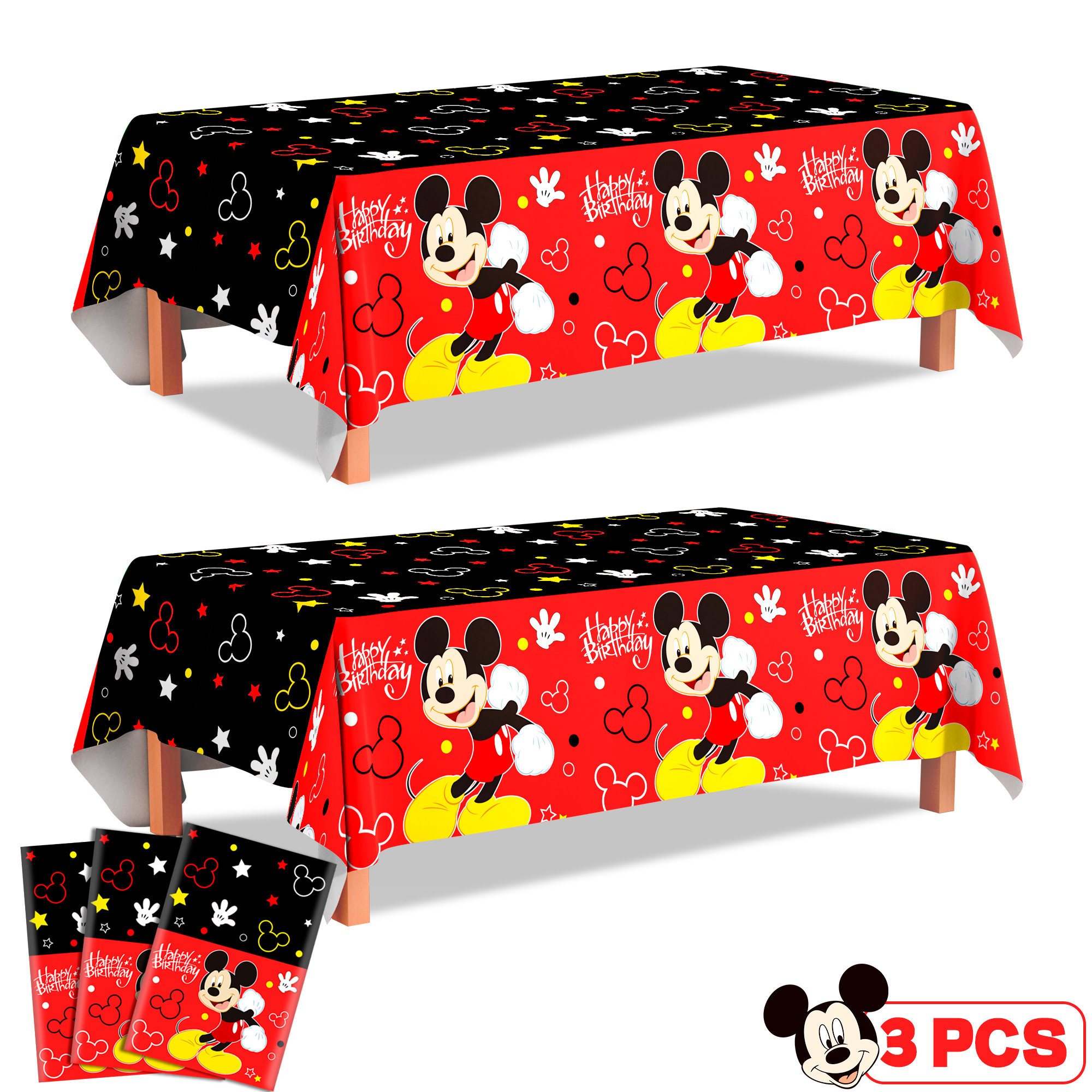 Lumcrajems Mickey Mouse Birthday Decorations Tablecloth, 3pcs Mickey ...
