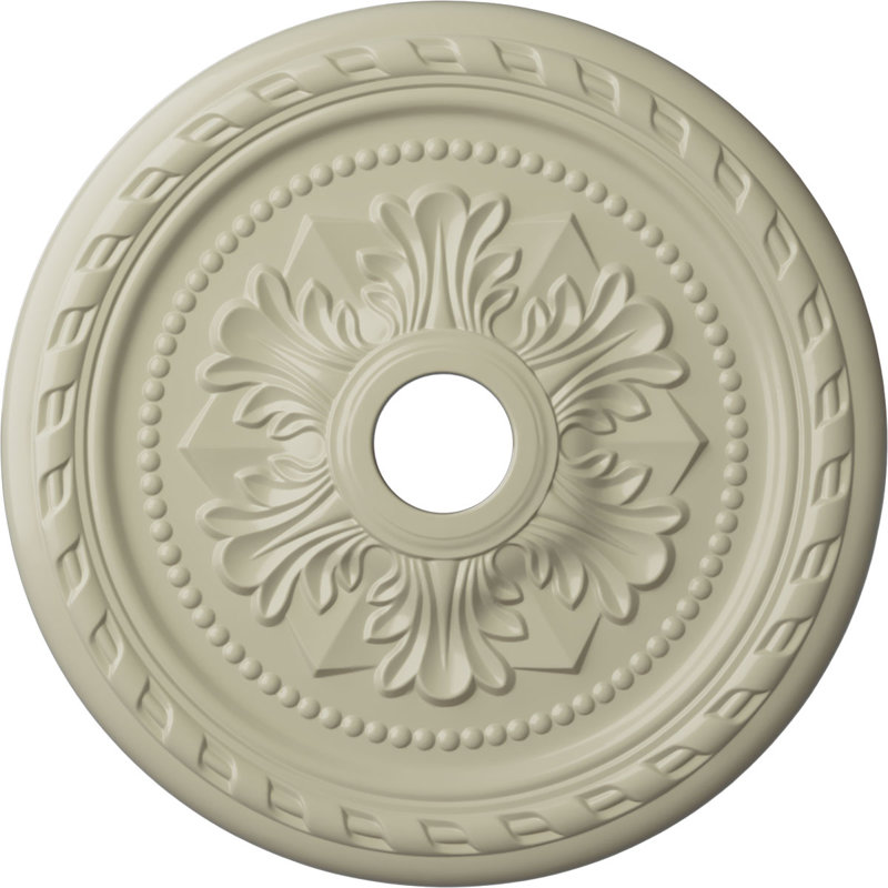 Médaillon de plafond Endurathane Palmetto, DE 23 5/8 po x P 3 5/8 po x P 1 5/8 po (convient aux auvents jusqu'à 3 5/8 po), fini jaune clair peint à la main