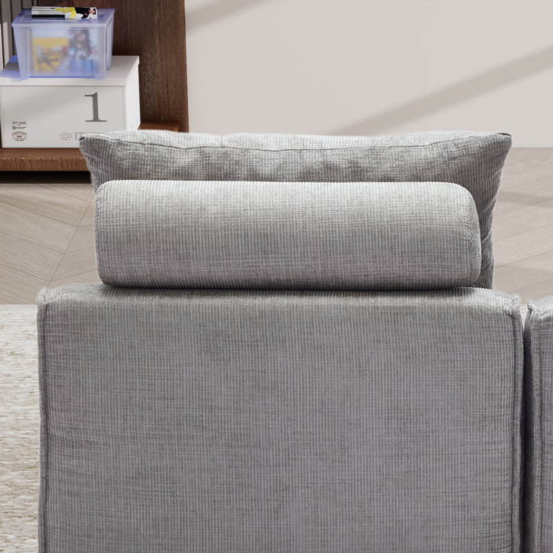 Canapé modulaire Boneless, canapé à 2 places avec coussins, Gris clair