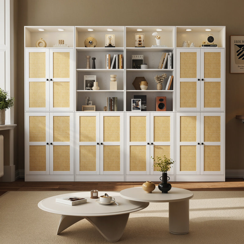 Bibliothèque de rangement à 7 niveaux H 85,8 "x l 94,4" avec étagères blanches