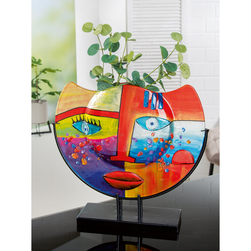 Bipnesh Handmade Glass Table Vase, Red