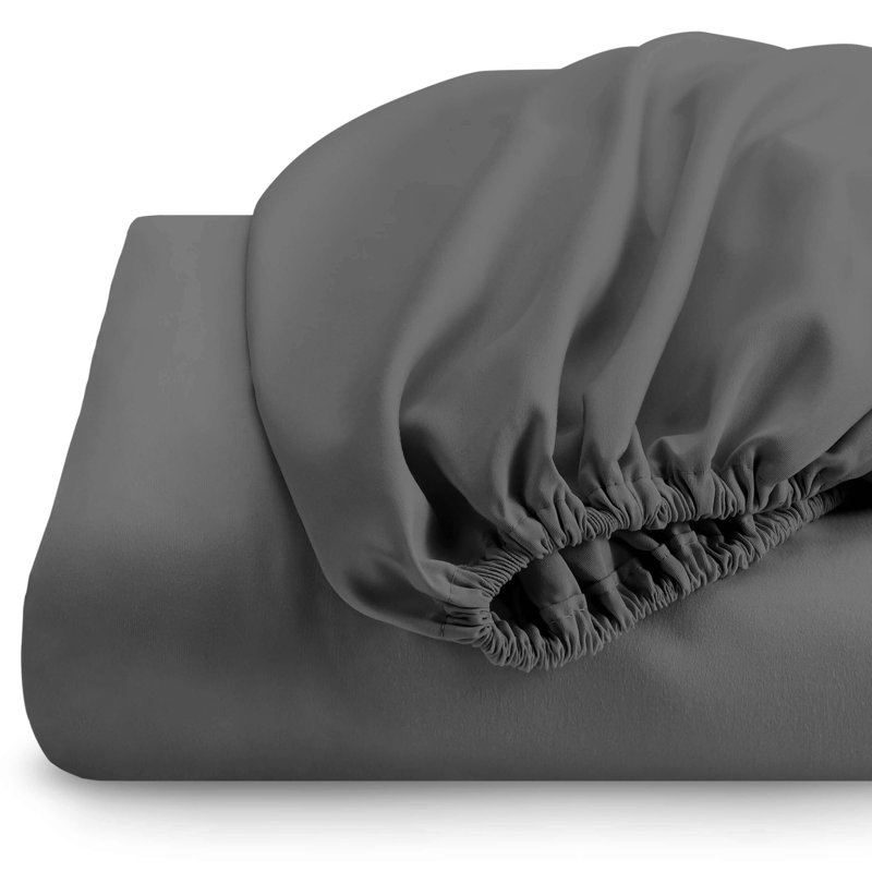 Extra Deep Microfiber Fitted Sheet, Split Queen Fitted Sheet, Gray