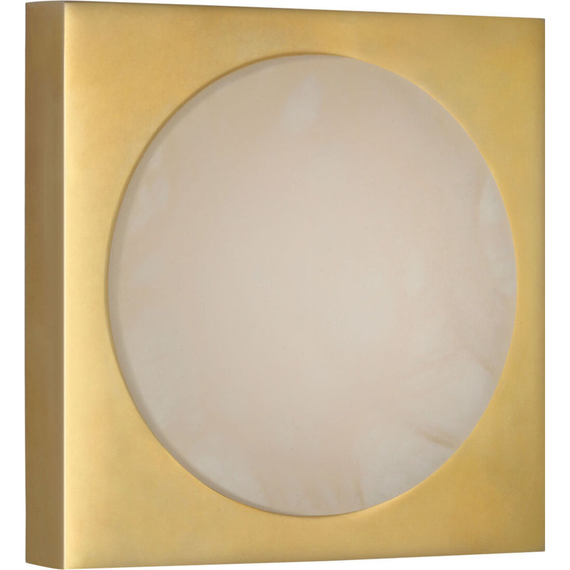 Dichotomy Sconce with Alabaster, 4.5" H x 4.5" W x 0.75" D, Antique-Burnished Brass, 1 Lights