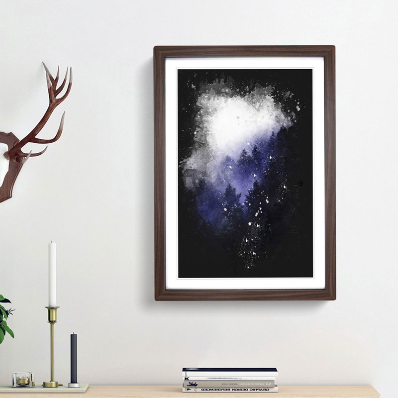 Forest Fog in Germany - Picture Frame Painting Print, Walnut Framed, 33cm H x 24cm W x 2cm D