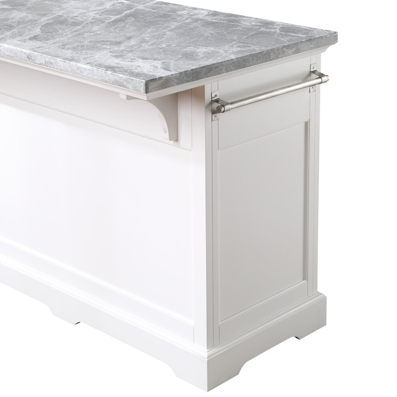 Mantello Marble Top Kitchen Island Set, Gray/White