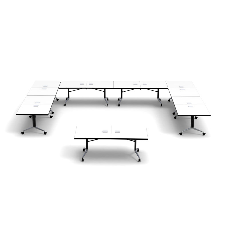 Rectangle 16 Person Flip Top 72'' L Modular Training Table and Chair Set with Casters and Modesty Panel and Cable Management
