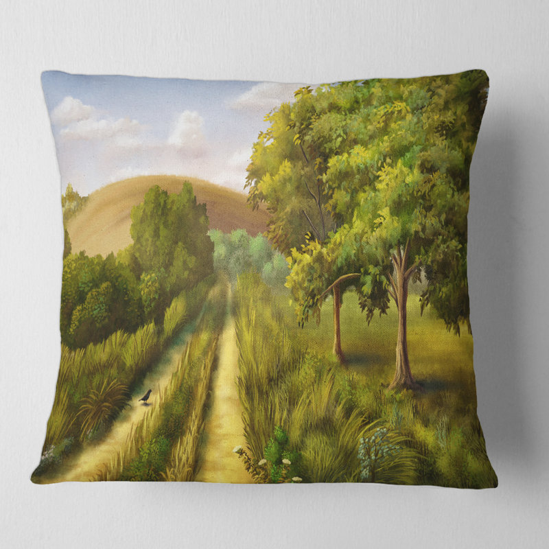 Housse et insert de coussin Vibrant Country Road pendant l'été, 16" x 16"