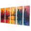 Ensemble d'art mural rouge et bleu City Skyscrapers - Bridges-1012605575