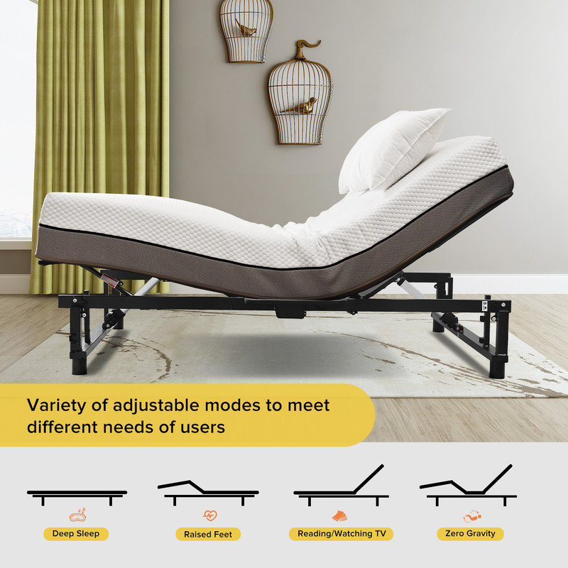 Multi Functional Adjustable Bed Frame with Tilting Headboard and Footboard ,Wireless Remote Control Zero ,Gravity Experience, Silent Motor Drive, Comfortable and Fashionable