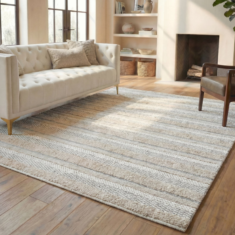 Tapis rayé en coton Magellan Natura, Rectangle 8 pi x 10 pi